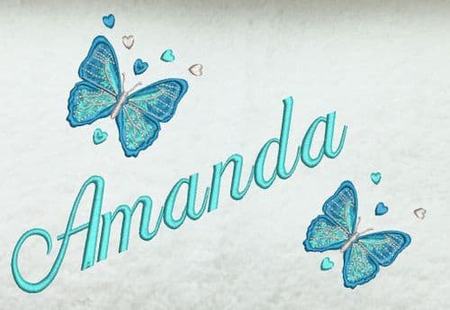 Butterfly & hearts design White Towel sets or available individually Embroidered & Personalised