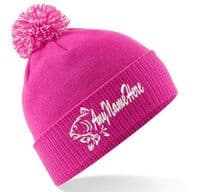 Carp Head design Embroidered Bobble Hat with any name Embroidered.