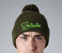 Carp Head design Embroidered Bobble Hat with any name Embroidered.
