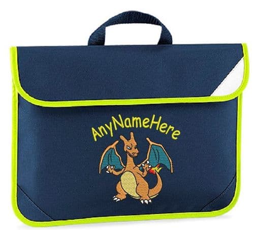 CHARIZARD (from Pokemon) book bag, reading folder Personalised with any name