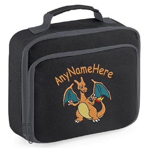 Charizard (from Pokemon design Lunch Bag with any name embroidered.