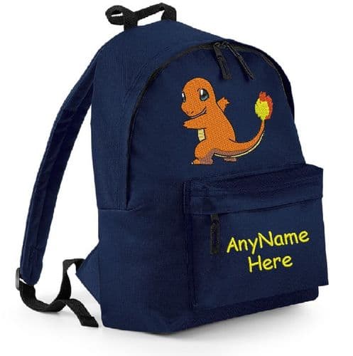 CHARMANDER (FROM POKEMON) DESIGN RUCKSACK BACKPACK PERSONALISED WITH ANY NAME