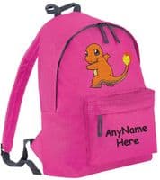 CHARMANDER (FROM POKEMON) DESIGN RUCKSACK BACKPACK PERSONALISED WITH ANY NAME