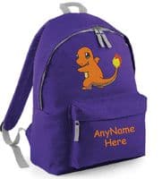 CHARMANDER (FROM POKEMON) DESIGN RUCKSACK BACKPACK PERSONALISED WITH ANY NAME