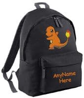 CHARMANDER (FROM POKEMON) DESIGN RUCKSACK BACKPACK PERSONALISED WITH ANY NAME