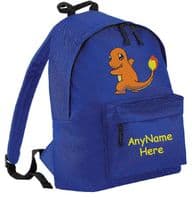 CHARMANDER (FROM POKEMON) DESIGN RUCKSACK BACKPACK PERSONALISED WITH ANY NAME