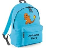CHARMANDER (FROM POKEMON) DESIGN RUCKSACK BACKPACK PERSONALISED WITH ANY NAME