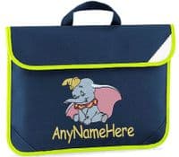 DUMBO Elephant design Book bag / Reading Folder - available in choice of 5 colours.  Personalised.