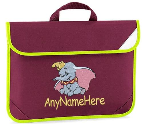 DUMBO Elephant design Book bag / Reading Folder - available in choice of 5 colours.  Personalised.