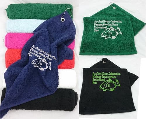 Full Carp design Fishing Towel with Personalised Text/Message