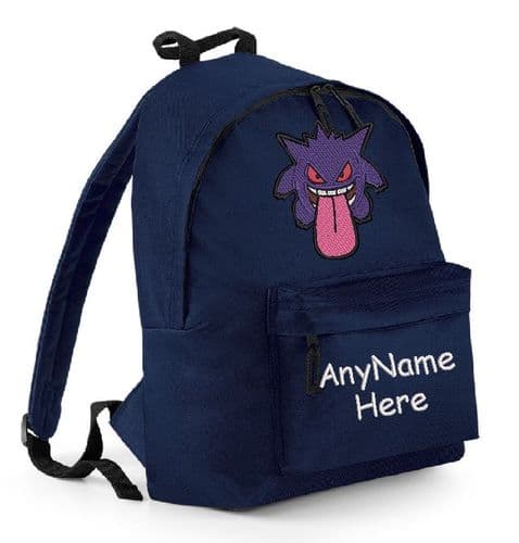 GENGAR (FROM POKEMON) DESIGN RUCKSACK BACKPACK  EMBROIDERED WITH ANY NAME