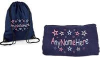 Girls Random Star design Swim bag and Towel set.