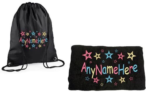 Girls Random Star design Swim bag and Towel set.