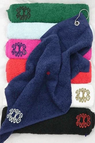 Golf Towel with Monogram in corner.