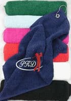 Golf Towel.  Golfer in Swing design with Personalised Initials.