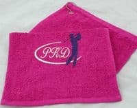 Golf Towel.  Golfer in Swing design with Personalised Initials.