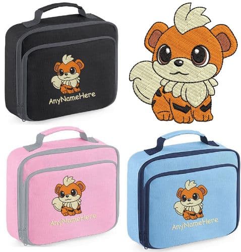 GROWLITH from Pokemon design Lunch Bag Embroidered with any name.
