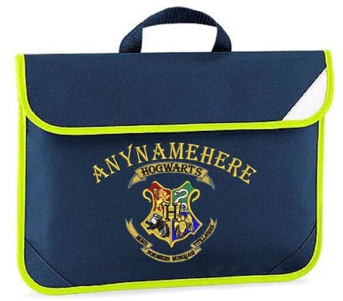 Harry Potter Hogwarts design Book bag - available in choice of 5 colours. Personalised.
