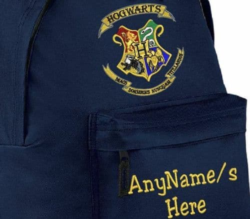 HARRY POTTER HOGWARTS DESIGN RUCKSACK/BACKPACK WITH ANY NAME EMBROIDERED