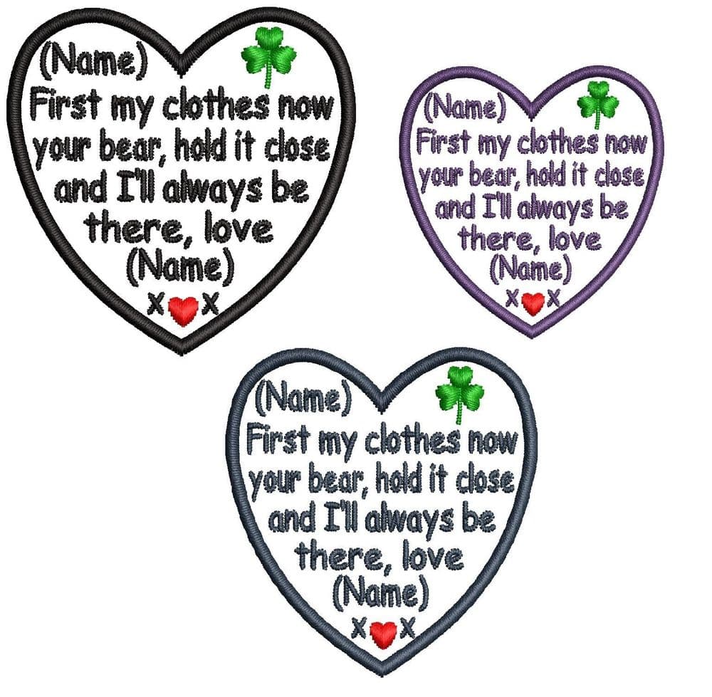 Heart Memory Sentiment Patch with Shamrock and Verse Personalised with ...