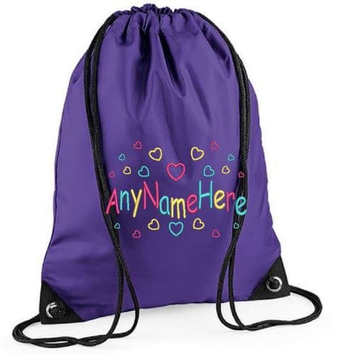 Hearts Girls Design Drawstring bag.