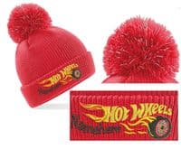HOT WHEELS DESIGN WINTER KIDS BOBBLE HAT PERSONALISED EMBROIDERED WITH NAME!