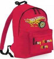 HOT WHEELS embroidered design Rucksack/Backpack with any name