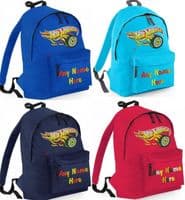 HOT WHEELS embroidered design Rucksack/Backpack with any name