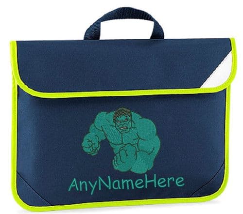 HULK design Book bag / Reading Folder - available in choice of 5 colours. Personalised.