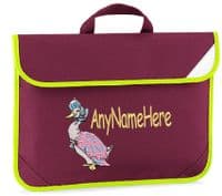 Jemima Puddle Duck design Book bag / Reading Folder available in choice of 5 colours  Personalised.