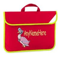 Jemima Puddle Duck design Book bag / Reading Folder available in choice of 5 colours  Personalised.