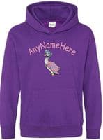 Jemima Puddle Duck  Personalised Girls Embroidered Hoodie with any name.