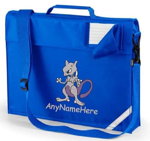Mewtwo Embroidered book bag with shoulder strap. Embroidered with any name.