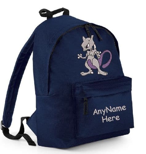 MEWTWO (FROM POKEMON) DESIGN RUCKSACK BACKPACK PERSONALISED WITH ANY NAME