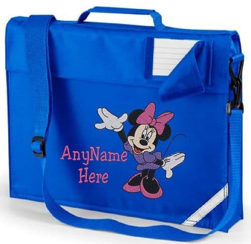 Minnie Mouse Embroidered book bag with shoulder strap. Personalised with any name.