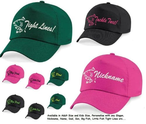 Personalised Carp Head design Cap. Adult and Kids sizes.