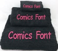 Personalised Embroidered Black Towel set.  Choice of Bale size.  With any Name .