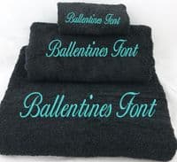 Personalised Embroidered Black Towel set.  Choice of Bale size.  With any Name .