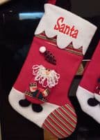 Personalised Embroidered Christmas stocking. 3 design choices Santa, Snowman or Reindeer.