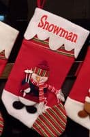 Personalised Embroidered Christmas stocking. 3 design choices Santa, Snowman or Reindeer.