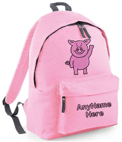 Personalised Embroidered Pig design (Percy) Rucksack/Backpack.