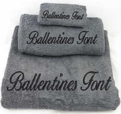 Personalised Embroidered Warm Grey Towel set. Choice of Bale size. With any Name .