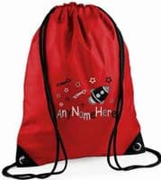 PERSONALISED KIDS Space Rocket & Stars DESIGN EMBROIDERED DRAWSTRING BAG PE BAG.