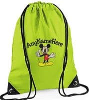 PERSONALISED MICKEY MOUSE DESIGN EMBROIDERED DRAWSTRING BAG PE SWIM BAG any name