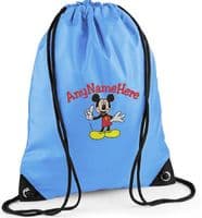 PERSONALISED MICKEY MOUSE DESIGN EMBROIDERED DRAWSTRING BAG PE SWIM BAG any name