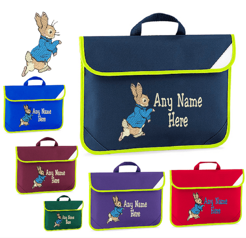 Peter Rabbit design Book bag - available in choice of 5 colours Personalised