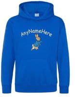 Peter Rabbit Personalised Childs Embroidered Hoodie with any name.