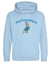 Peter Rabbit Personalised Childs Embroidered Hoodie with any name.