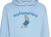 Peter Rabbit Personalised Childs Embroidered Hoodie with any name.
