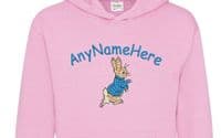 Peter Rabbit Personalised Childs Embroidered Hoodie with any name.